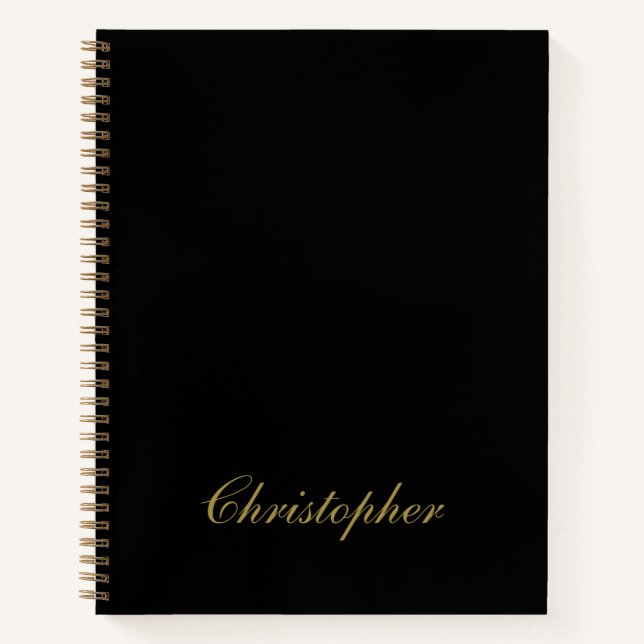  Black Gold Custom Name Minimalist Elegant Men  Notebook (Front)