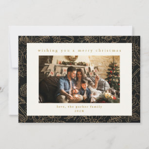 Black & Gold Custom Photo Christmas Holiday Card