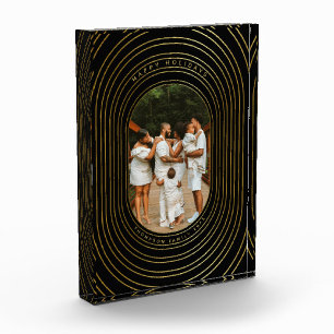 Black Gold Custom Photo Family Christmas Block