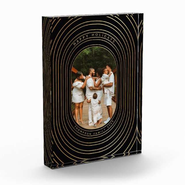 Black Gold Custom Photo Family Christmas Block (Left)