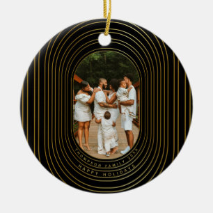 Black Gold Custom Photo Family Christmas Ceramic Tree Decoration