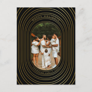 Black Gold Custom Photo Family Christmas Holiday Postcard