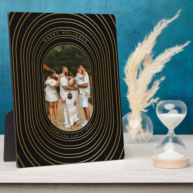 Black Gold Custom Photo Family Christmas Plaque (Side)