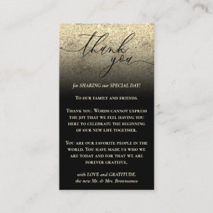 Black Gold Custom Photo Glitz Thank You Enclosure Card