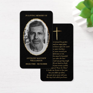 Black & Gold Custom Photo Memorial Cards
