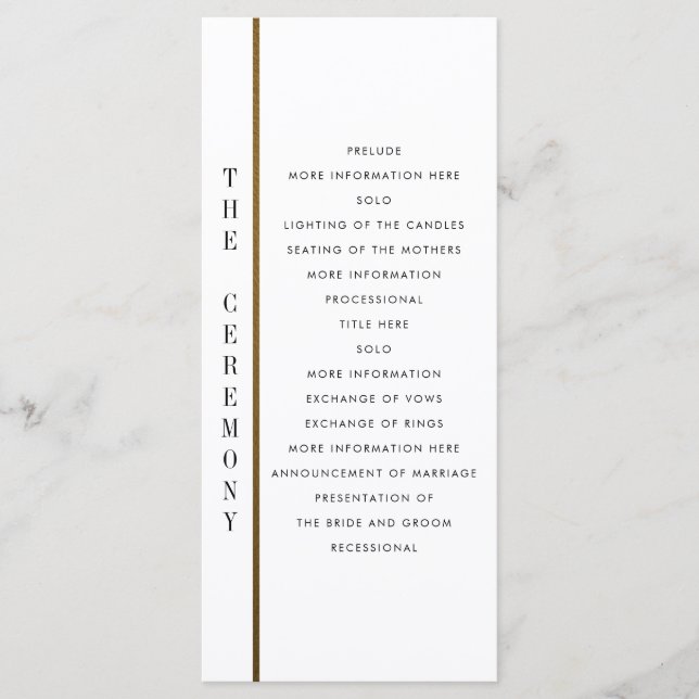Black & Gold | Custom Wedding Program Programme (Front)