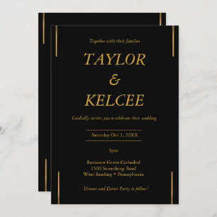Black Gold CUSTOMIZABLE Wedding Invitation