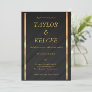 Black Gold CUSTOMIZABLE Wedding Invitation