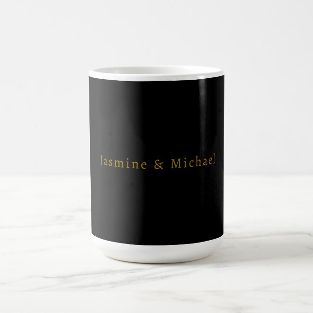Black & Gold Cute Minimalist Own Name Coffee Mug (Center)