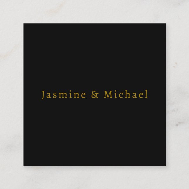 Black & Gold Cute Minimalist Own Name Enclosure Card (Front)