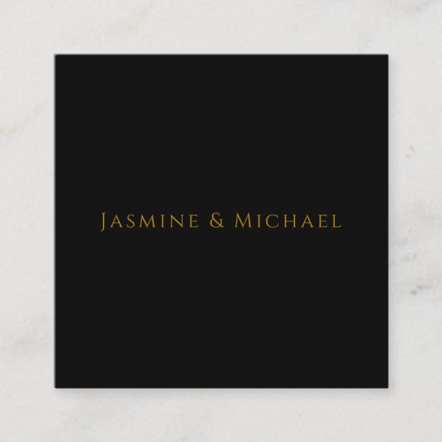 Black & Gold Cute Minimalist Own Name Enclosure Card (Front)