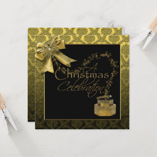 Black Gold Damansk Christmas Party Invitation