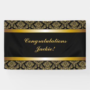 Black Gold Damask Congratulations Banner