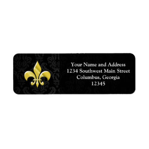Black/Gold Damask Fleur de Lis
