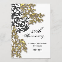 Black Gold Damask Fleur de Lis Anniversary