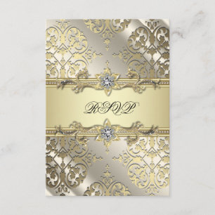 Black Gold Damask Party RSVP