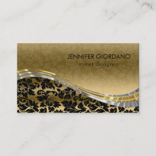 Black & Gold Damasks Business Card