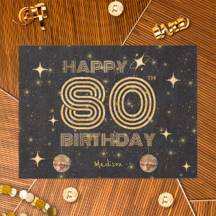 Black Gold Dancing Disco Ball 80tht Happy Birthday Tissue Paper