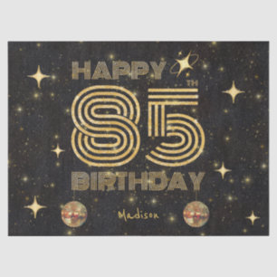Black Gold Dancing Disco Ball 85tht Happy Birthday Tissue Paper