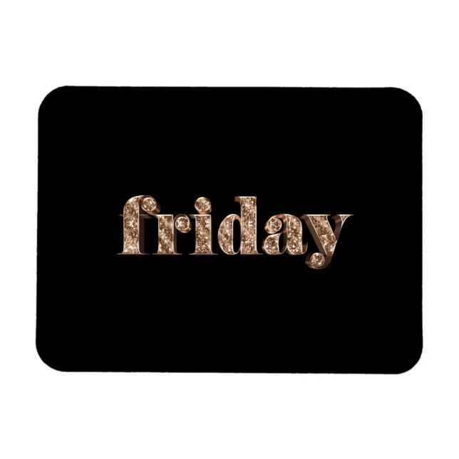 Black Gold Days of The Week Friday Typography Magnet (Horizontal)