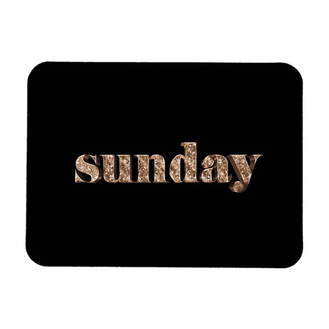 Black Gold Days of The Week Sunday Typography Magnet (Horizontal)