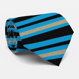 Black Gold Deep Blue Stripes Tie
