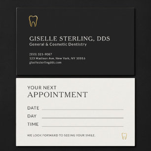 Black & Gold Dentist Appointment Business Card