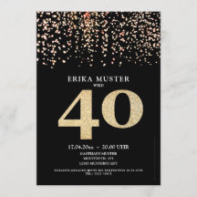 Black Gold Design Invitations 40th Birthday
