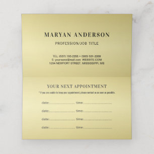 Black & gold design, Logo or Photo in gold circle, Appointment Card