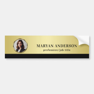 Black & gold design, Logo or Photo in gold circle, Bumper Sticker