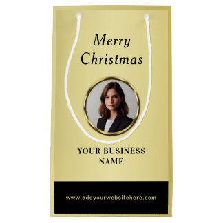 Black & gold design, Logo or Photo in gold circle, Small Gift Bag