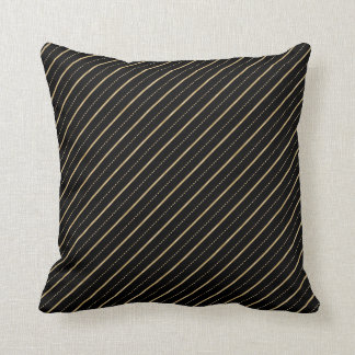 Black & Gold Diagonal Stripe Pattern Throw Pillow