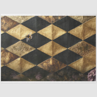 Black & Gold Diamond Checkers Pattern Tissue Paper