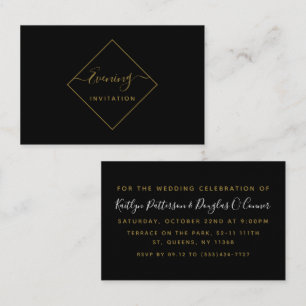 Black & Gold Diamond Evening Event Ticket Invite