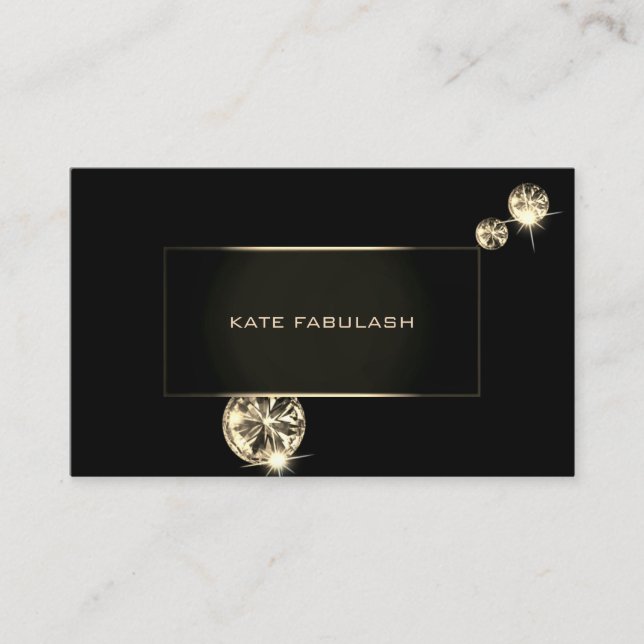 Black Gold Diamond Fashion Stylist Crystals Business Card (Front)