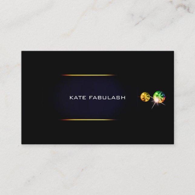 Black Gold Diamond Fashion Stylist Crystals VIP Business Card (Front)