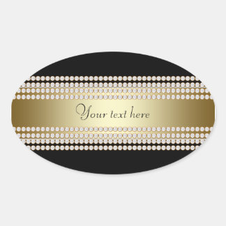 Black Gold Diamond Oval Sticker