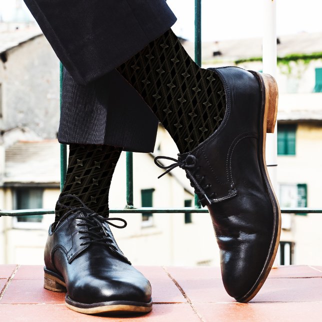 Black Gold Diamond Pattern Abstract Chic Geometric Socks (Creator Uploaded)