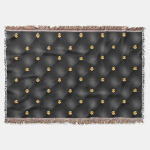 Black Gold Diamond Tufted Throw Blanket