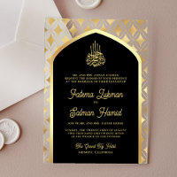 Black Gold Diamonds Arch Muslim Wedding