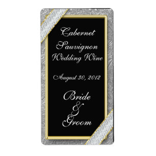 Black Gold & Diamonds Wedding Wine Label