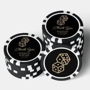Black & Gold Dice Casino Wedding Favour Poker Chip