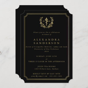 Black/Gold Doctor of Osteopathic Medicine Grad Invitation
