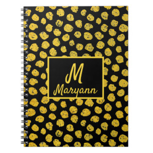 Black Gold Dots Glamorous Name & Monogram Notebook