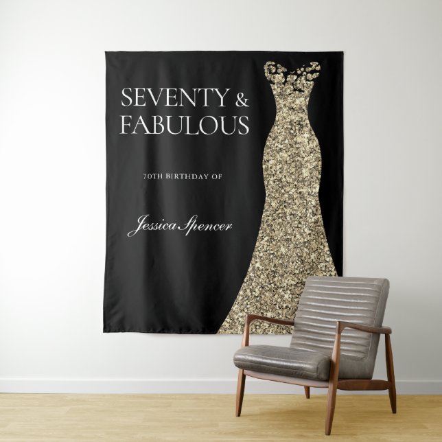 Black Gold Dress Seventy & Fabulous 70th Birthday Tapestry (In Situ)