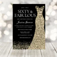 Black Gold Dress Sixty Fabulous 60th Birthday Invitation Zazzle