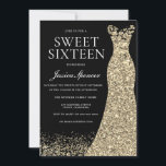 Black Gold Dress Sweet 16 Birthday Party Invitation<br><div class="desc">Black Gold Dress Sweet 16 Birthday Party Invitation
Variations to the invitation and matching items in our store</div>