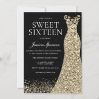 Black Gold Dress Sweet 16 Birthday Party