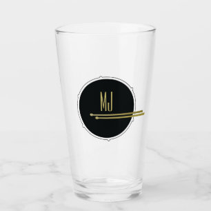 Black Gold Drummer Monogram Glass