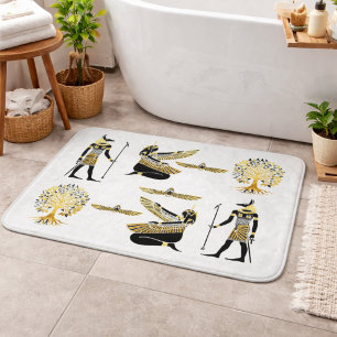 Black Gold Egyptian Mythology Pattern Art Bath Mat